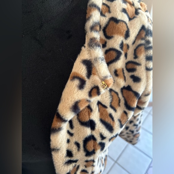 Woman’s Calvin Klein Cropped Leopard Jacket Cardigan Shrug Coat Top Size S New - Picture 7 of 11